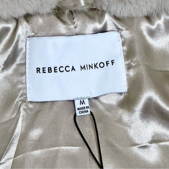 NWT Medium Rebecca Minkoff Aria Faux Fur Hooded Zip Front Jacket Coat Cozy Gray - Picture 6 of 12
